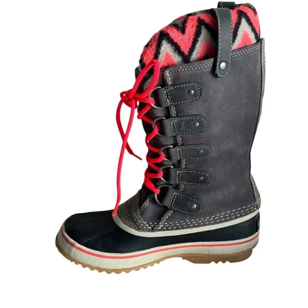 Sorel Joan of Arctic Knit gray Winter Waterproof Snow Boot NL2142-051 Women Sz 6